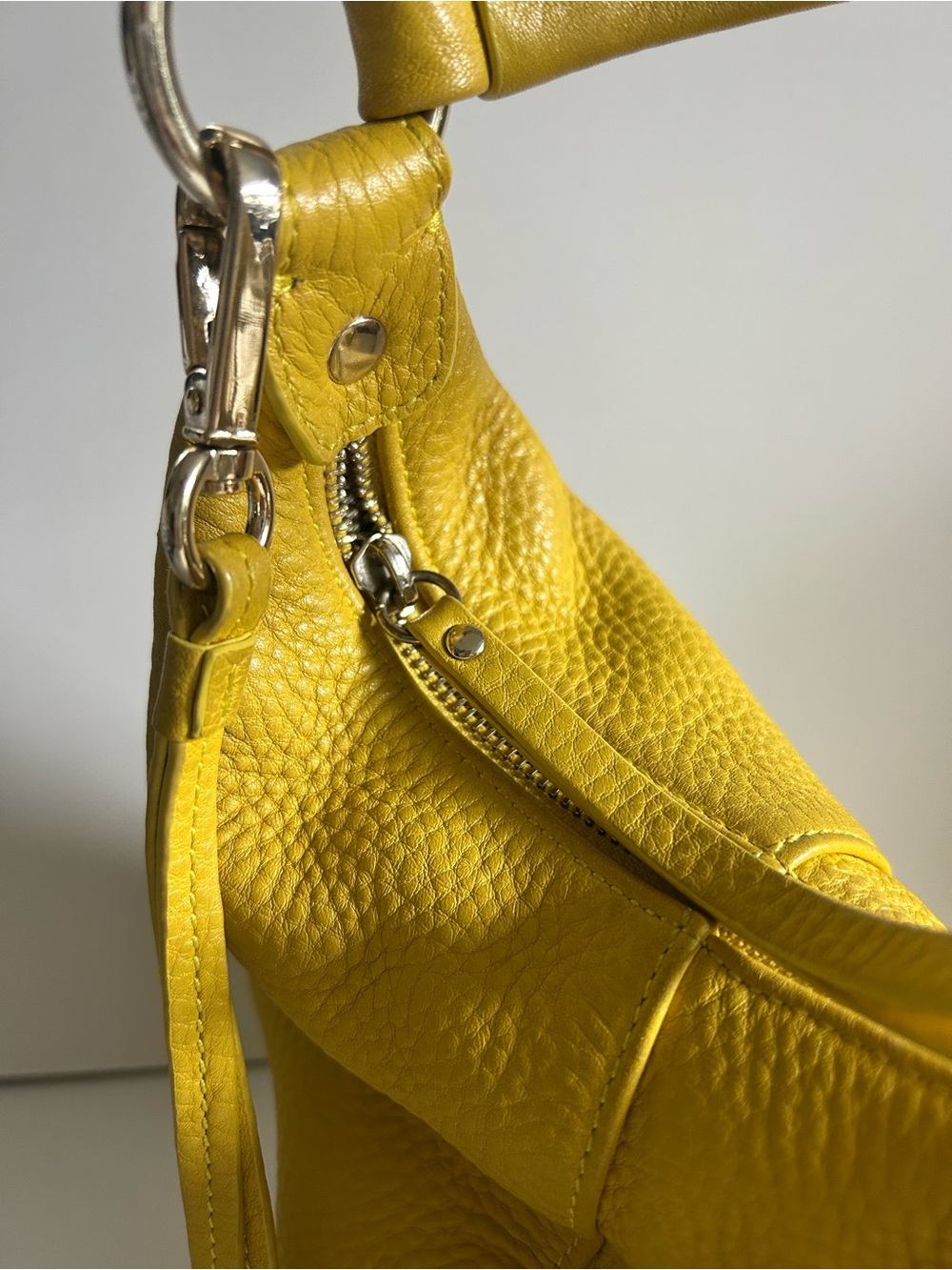 Isaac Mizrahi Yellow Leather Hobo Bag with Tassel - Picture 4 of 4